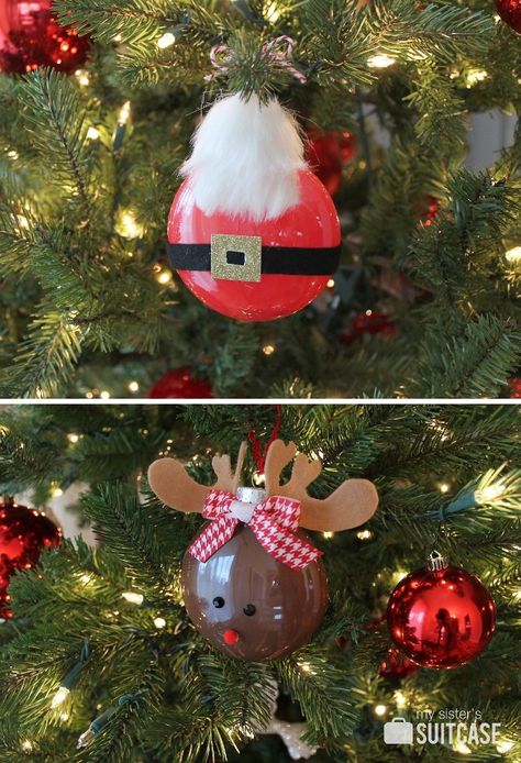 Lines Across: Rudolph and Santa Hand Swirled Ornaments Santa Party, Ornament Party, Cute Christmas Decorations, Vinyl Creations, Xmas Deco, Diy Ornaments, Navidad Diy, Wreaths Diy, Painted Ornaments