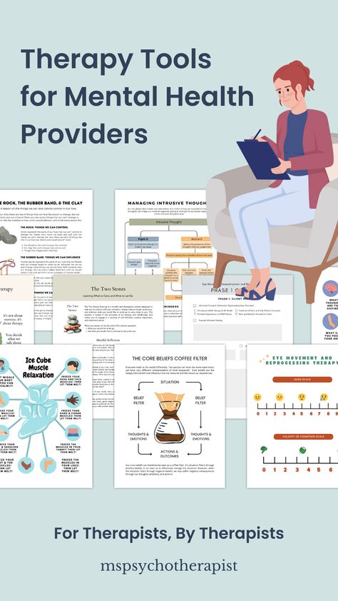 Therapist sitting in a chair with PDF tools and resources that are printable in the foreground. Easily download psychology PDFs. Printable Therapy Worksheets, Counselling Resources, Mental Health Education, Health Blogger, Health Tools, Social Workers, Therapy Worksheets, Therapy Tools, Visual Aids