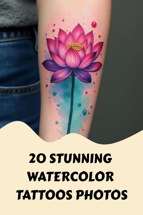 20 Stunning Watercolor Tattoos Photos Watercolour Tattoos For Women, Watercolor Tattoo With Words, Watercolor Tattoo For Women Unique, Watercolor Tattoo For Women, Watercolour Tattoos, Watercolor Tattoo Ideas, Creative Tattoo Ideas, Unique Wrist Tattoos, Octopus Tattoos