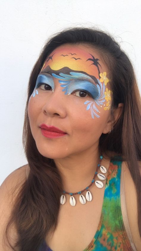 Hawaiian Face Paint, Island Girl, Face Art, Sea Creatures, Face Painting, Carnival Face Paint, Facial, Makeup, Art