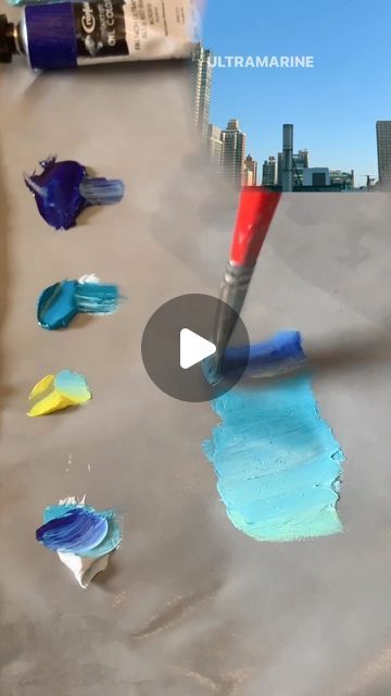 Kristy Gordon on Instagram: "How I would mix the colors for the sky gradient. There are lots of different ways to mix what looks like the same color. How would you do it?
*I’m using my  @davincibrushes_northamerica brushes, @cranfieldcolours paint and @newwaveart palette" How To Make Sky Blue Colour Paint, Sky Blue Colour Combinations, Sky Gradient, Mixing Paint Colors, Blue Color Combinations, Sky Color, Colour Combinations, Color Blending, Acrylic Colors