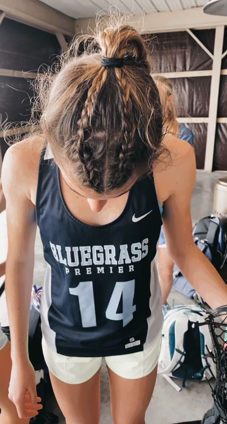 Girls Lax Hairstyles, Xc Hairstyles, Lax Hairstyles, Lax Hair, Lacrosse Hair, Simple Volleyball Hairstyles, Basketball Hair, Lax Girls, Softball Hair