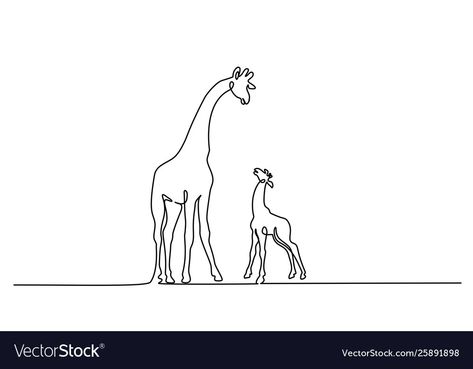 Giraffe Line Art, Giraffe Line Drawing, Line Sketching, Drawing Giraffe, Small Bird Tattoos, Baby Vector, Giraffe Illustration, Being A Mum, A Tattoos