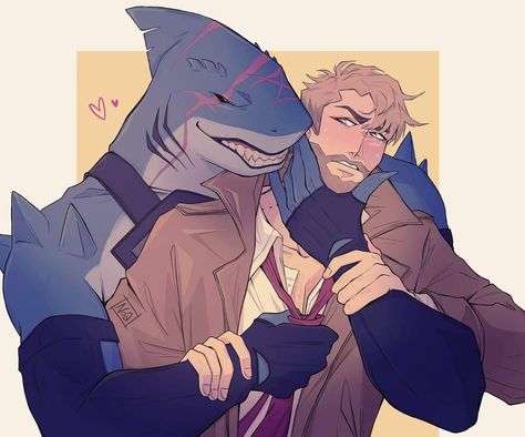 King Shark Fanart, King Shark X John Constantine, Constantine X King Shark, John Constantine Fanart, Superman X Batman, King Shark, John Constantine, Shark Man, Batman Funny