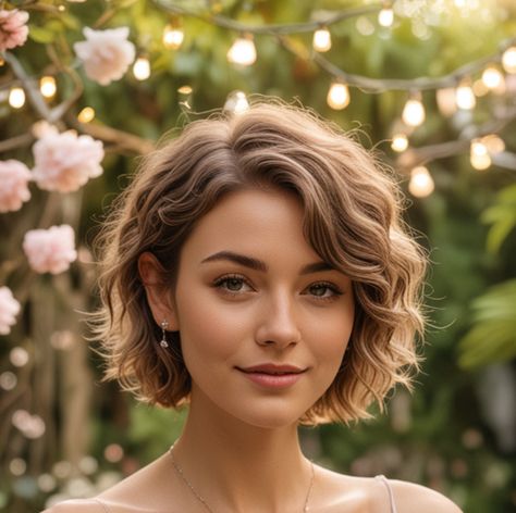 Wavy Bob Natural, Pixy Hairstyle, 2c Short Hair, Short 2b Hair, Keira Knightley Short Hair, Short Hair Blowout Styles, Wavy Perm Short Hair, Wavy French Bob, Short Curly Hair Cuts