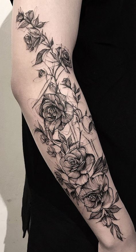 Tattoo, flower tattoo, unique tattoo, tattoo design Thorn Arm Tattoo, Thorn Tattoo, Shape Tattoo, Muster Tattoos, Tatuaje A Color, Unique Tattoo, Hand Tattoo, Pattern Tattoo, Flower Tattoo Designs