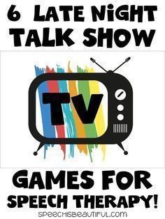 6 Speech Therapy game ideas from a Late Night TV Talk Show. These activities are great for older elementary and middle school kids. Interactive fun to get reluctant kids to talk! - Speech is Beautiful #speechtherapy #speechtherapygames #speechtherapyactivities #speechtherapyideas Games For Speech Therapy, High School Speech Therapy, Speech Games, Tv Talk Show, School Speech Therapy, Language Therapy Activities, Speech Therapy Games, Slp Activities, School Slp