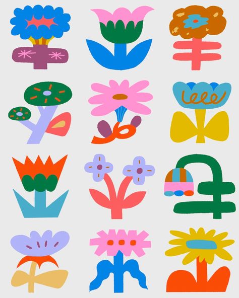 (1) Tumblr Funky Flowers Drawing, Graphic Design Flowers, Flower Simple Drawing, Flower Illustration Simple, Call Illustration, Stencil Illustration, School Bench, Florist Branding, Collage Flowers