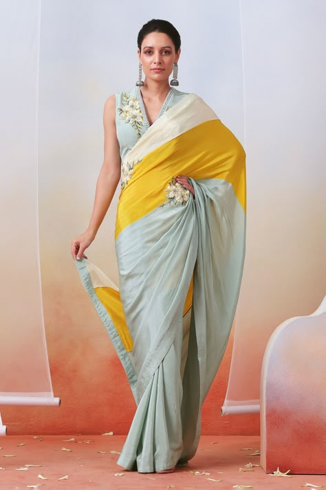 Isha Gupta, Embellished Saree, Traditional Blouse Designs, Fashionable Saree Blouse Designs, Fancy Sarees Party Wear, Indian Saree Blouses Designs, Saree Designs Party Wear, Yellow Saree, Designer Saree Blouse Patterns