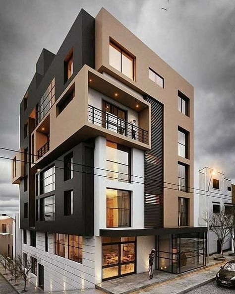 Modern apartment building  Follow @idreamhouse for more  #architecture #casa #architexture #архитектура #exterior #arquitectos #arquitetura… Apartment Building Exterior, Modern Residential Architecture, Modern Appartement, Apartments Exterior, Apartment Exterior, Modern Apartment Design, Facade Architecture Design, Building Elevation, Modern Architecture Building