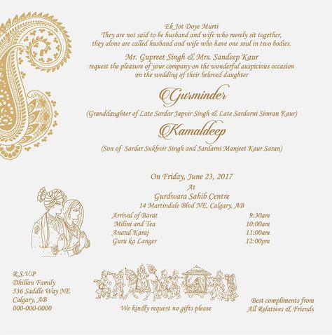 Wedding Invitation Wording For Sikh Wedding Ceremony Indian Wedding Cards Handmade, Hindu Wedding Invitation Wording, Traditional Indian Wedding Cards, Shashank Singh, Wed Invitation, Sikh Wedding Invitations Cards, Sikh Wedding Invitation, Sikh Wedding Card, Wedding Card Wordings