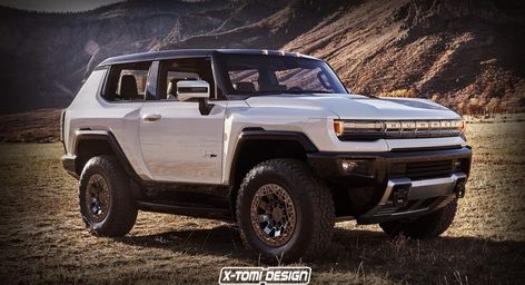 The 2022 GMC Hummer EV has been rendered as a two-door SUV with a shorter wheelbase. Hummer Pickup, New Hummer, Ev Truck, Gmc Hummer Ev, Hummer Ev, Ev Suv, Electric Pickup, Hors Route, Electric Truck