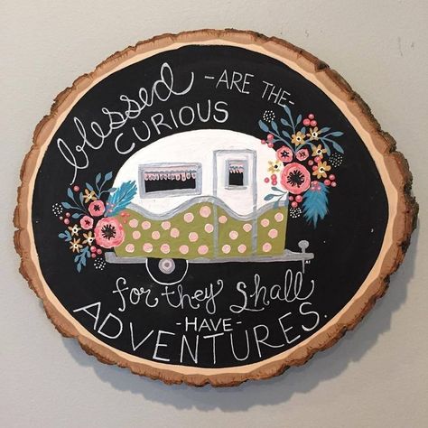 UMMM...We love this! The quote, the little vintage camper, and the flowers...ALL Glamping Trailer, Glamper Camper, Trailer Decor, Camping Signs, Rv Hacks, Camper Living, Vintage Campers, Vintage Travel Trailers, Camper Decor