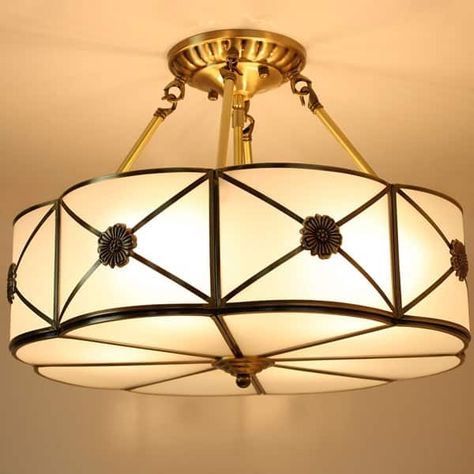 Tiffany Semi Flush Ceiling Light Indoor Hanging Lamp - 18*18*12 Inches - On Sale - Bed Bath & Beyond - 36011669 Glam Chandelier, Hallway Ceiling, Tiffany Ceiling Lights, Design Art Nouveau, Vintage Tiffany, Semi Flush Ceiling Lights, Light Fixtures Flush Mount, Tiffany Style, Semi Flush Mount