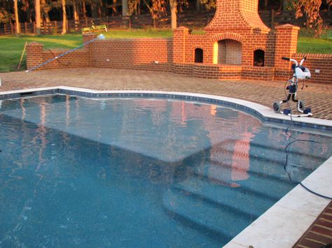 Pool With Tanning Ledge, Fiberglass Pool, Pool Life, Pool Remodel, Pool Landscape Design, Rectangular Pool, Gunite Pool, Concrete Pool, Inground Pool