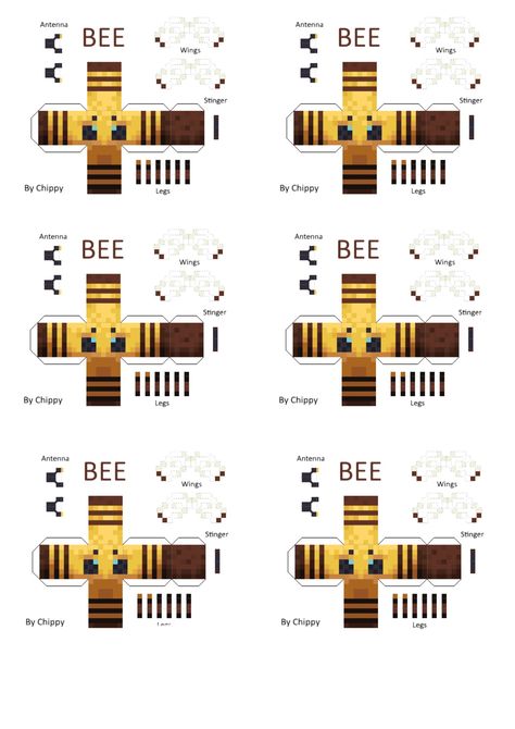 Diy Minecraft Decorations, Foldables Templates, Minecraft Bee, Bee Template, Minecraft Printables, Bee Printables, Diy Minecraft, Minecraft Room, Instruções Origami