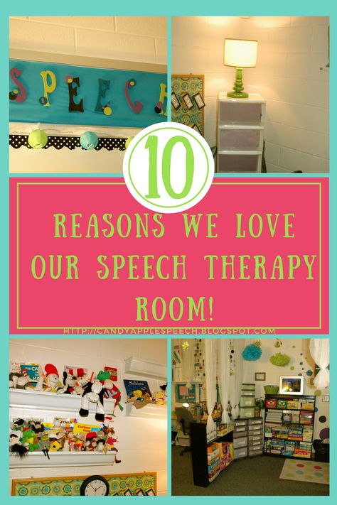 Therapy Room decor/ speech therapy room/ classroom decor/ therapy room ideas/ therapy room organization/ classroom ideas/ therapy room office space How To Decorate A Speech Therapy Room, Small Speech Room, Preschool Speech Therapy Room Decor, Decorate Speech Therapy Room, Slp Classroom Ideas, Speech Room Decorations, Small Speech Therapy Room, Speech Therapy Clinic Design, Speech Room Bulletin Boards