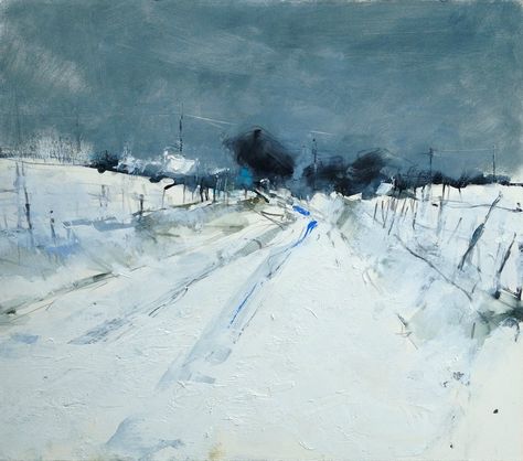 Hannah Woodman Paintings Seascapes, Hannah Woodman, Snow Paintings, Winter Paintings, Contemporary Landscape Artists, Snow Landscape, Winter Landscapes, Winter Landscape Painting, Contemporary Landscape Painting