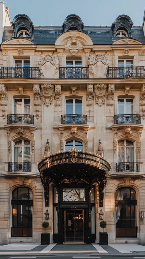 Midjourney AI Image: Front of luxurious hotel in Paris, Haussmannian architecture, Professional photography --ar 9:16 --s... → more in ai-img-gen.com French Baroque Architecture, Parisian Hotel, Parisian Architecture, French Baroque, Hotel In Paris, Symmetrical Design, Luxurious Hotel, Neo Classic, Baroque Architecture