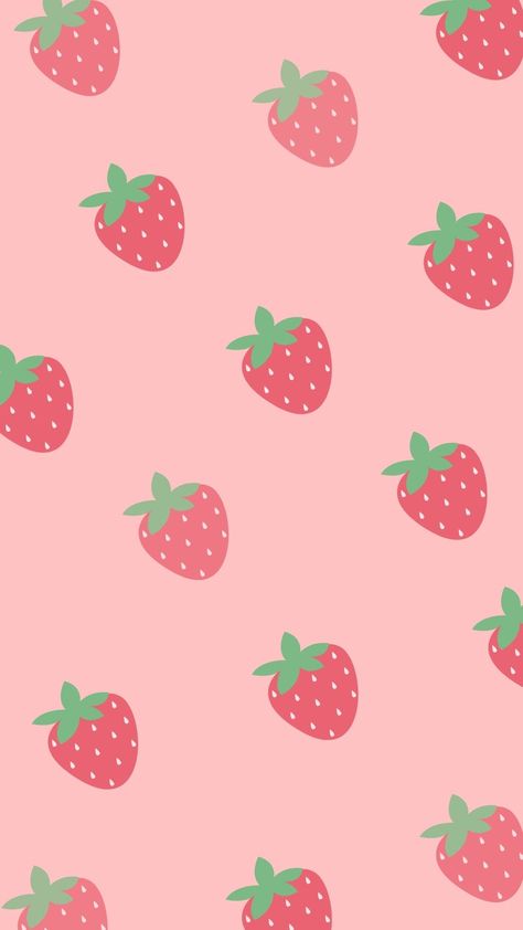 Cute Strawberry Widget, Straberryshortc Wallpaper, Strawberry Wallpaper Cute, Strawberry Background Aesthetic, Pink Strawberry Wallpaper, Strawberry Iphone Wallpaper, Aesthetic Strawberry Wallpaper, Summer Wallpaper Pink, Strawberry Phone Wallpaper