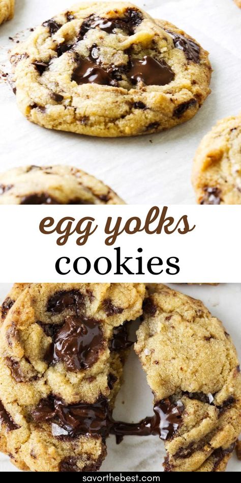 Cookies on a white counter. Thick Cookie Recipe, Leftover Egg Yolks Recipes, Thick Cookie Recipes, Extra Egg Yolks, Egg Yolk Cookies, Egg Yolk Recipes, Healthy Egg Recipes, Cookies With Chocolate, Egg Free Recipes