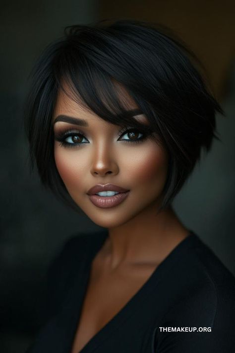 Chic Short Hairstyles You’ll Love! ✂️ African American Medium Length Hairstyle, Short Hairstyles Oval Face Shape, Short Haircuts For Square Face Shape, Pretty Hair Color For Short Hair, Bob Hairstyles For Oval Face Shape, Short Black Hair Curly, Short Hair Weave Styles, Long Weave Hairstyles For Black Women, Straight Hair Styles Black Women