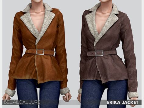 Simple Jacket, Jacket With Fur Collar, Die Sims 4, Sims Packs, Jacket With Fur, Fur Leather Jacket, Sims Four, Sims4 Clothes, Cozy Coats