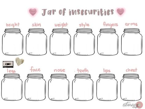 Jar Of Template, Jars Of Insecurities, Fill The Jars Template, My Insecurities, About Me Template, Funny Charts, Character Sheet Template, Happy Jar, Bingo Template