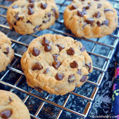 Cassava Flour Chocolate Chip Cookies {vegan, grain-free} | power hungry Coconut Flour Chocolate Chip Cookies, Chocolate Chip Cookies Vegan, Cassava Flour Recipes, Coconut Flour Cookies, Grain Free Cookies, Baking With Coconut Flour, Keto Chocolate Chip Cookies, Healthy Chocolate Chip, Vegan Chocolate Chip Cookies