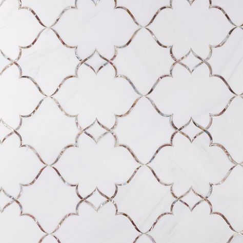 Inspiration Catalogs - Floor & Decor Fall-Winter Catalog 2021 - Viviano Marmo | Kali Dolomite Mother of Pearl Waterjet Mosaic Tile, 9 x 13, White, Marble, 0.4 inch Thick - Floor & Decor Mediterranean Artwork, Waterjet Mosaic Tile, Waterjet Marble, Tile Wood, Stone Tile, Marble Mosaic, Tile Installation, Marble Colors, Mosaic Designs