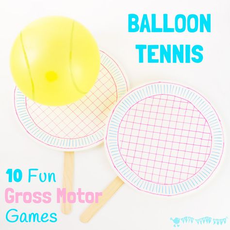 Gross Motor Games, Balloon Tennis, Balloon Games For Kids, Tennis Crafts, Toddler Party Games, Summer Party Games, Wellbeing Activities, Balloon Games, Gross Motor Activity