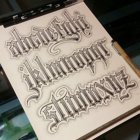 Chicano Tattoos Lettering, Tattoo Lettering Alphabet, Tattoo Fonts Alphabet, Tattoo Fonts Cursive, Fonts Lettering, Lettering Styles Alphabet, Gothic Lettering, Tattoo Lettering Design, Chicano Lettering