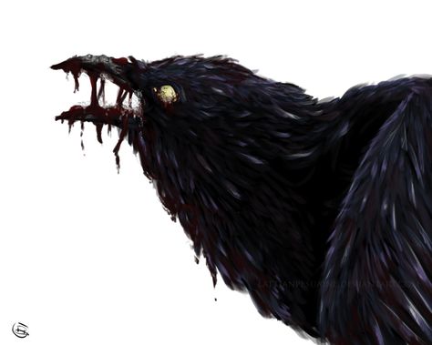 Crow Monster, Crows Drawing, Carrion Crow, Dark Creatures, Crow Art, Goth Art, Bloodborne, Scary Art, Photoshop Cs6