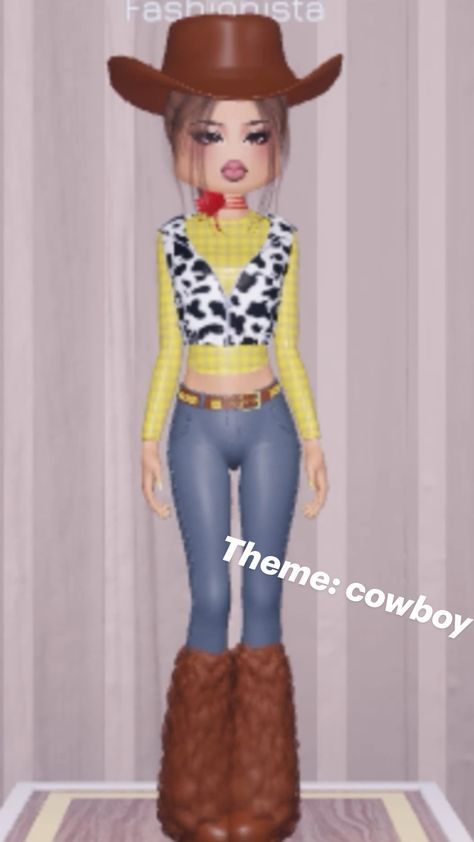 Cowboy Dti Outfits Non Vip, Woody Dress To Impress, Dress To Impress Cowboy Theme, Cowboy Dti Outfit, Cowboy Outfit Dress To Impress, Cowboy Dress To Impress, Wild West Dress To Impress, Dress To Impress Trendy, Jesse Toy Story