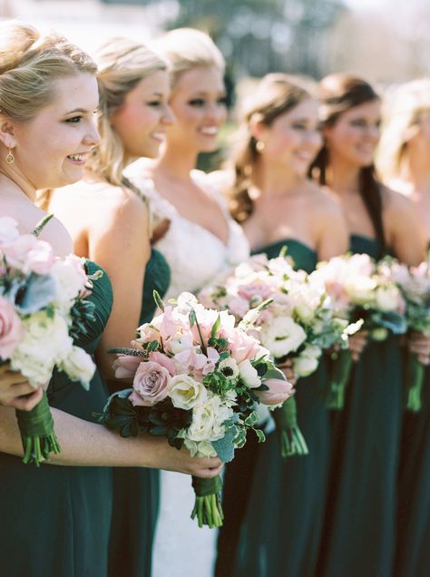 Photography: Graham Terhune - www.grahamterhune.com  Read More: http://www.stylemepretty.com/2015/05/25/elegant-emerald-gold-military-wedding/ Military Wedding Photography, Prom Flowers Bouquet, Emerald Green Wedding Theme, Forest Green Wedding, Pink Green Wedding, Green Themed Wedding, Emerald Green Weddings, Pink Wedding Theme, Military Wedding