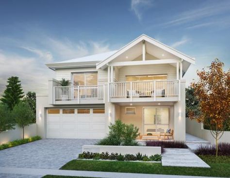 Cape 12.5m wide coastal two storey home design 2 Story House Design, Hamptons House Exterior, Double Story House, Weatherboard House, Home Designs Exterior, Two Story House Design, Double Storey House, 2 Storey House Design, 2 Storey House