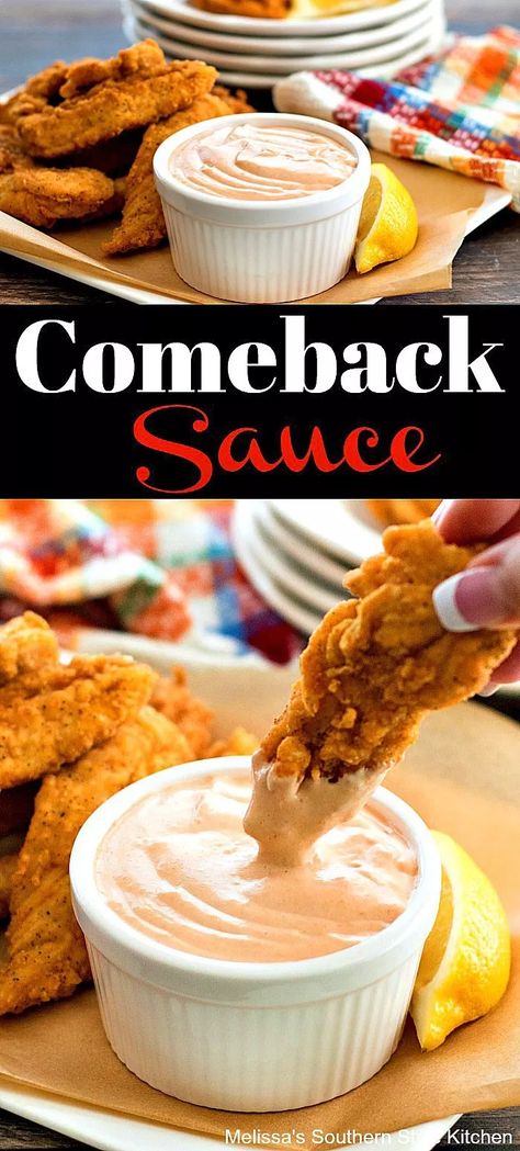 Come Back Sauce, Comeback Sauce Recipe, Comeback Sauce, Chicken Fries, Lump Crab Cakes, Breaded Chicken Tenders, Hot Chili Sauce, Yum Yum Sauce, Oven Fried Chicken