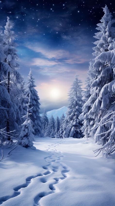 Snowy Background Aesthetic, Wallpaper Snow Winter, Winter Snow Scenes, Magical Winter Forest, Cowgirl Christmas, Winter Christmas Scenes, Beautiful Christmas Scenes, Winter Landscapes, Snow Forest