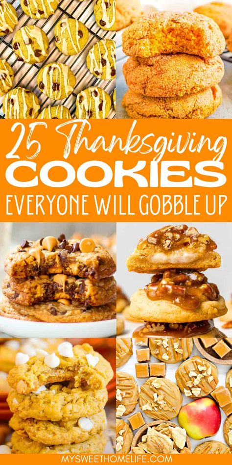 Get thankful for something sweet with these scrumptious Thanksgiving cookies, full of Fall flavors, that capture the essence of the holiday season. Cookies For Fall Party, Thanksgiving Drop Cookies, Easy Thanksgiving Cookie Recipes, Thanksgiving Cookie Flavors, Cookies For Thanksgiving Dinner, Thanksgiving Cookie Box Ideas, Cookies Recipes Thanksgiving, Thanksgiving Dessert Cookies, Thanksgiving Day Cookies