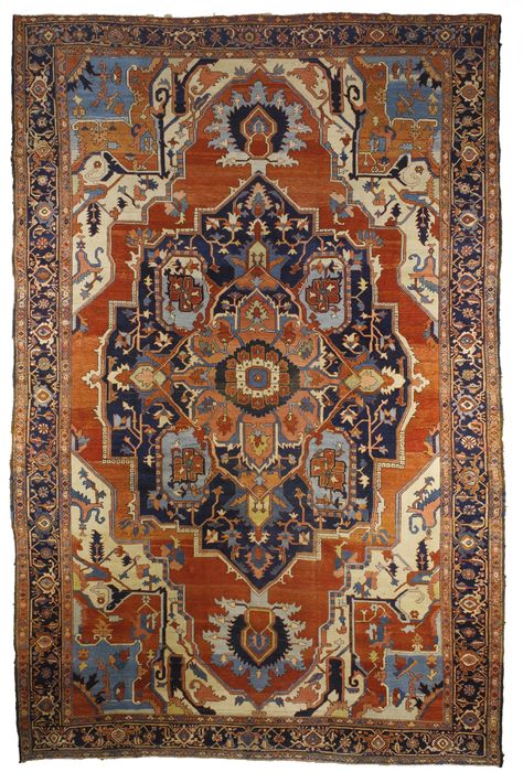 A Heriz carpet, Northwest Persia,  approximately 457 by 299cm; 15ft., 9ft. 9in. circa 1900 Heriz Carpet, Dark Carpet, Persian Rug Designs, Carpet Trends, Heriz Rug, Buying Carpet, Persian Carpets, Heriz Rugs, Best Carpet