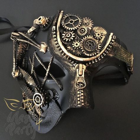 Maximal Design, Steampunk Outfits, Moda Steampunk, Eye Socket, Mode Steampunk, Steampunk Aesthetic, Steampunk Couture, Steampunk Mask, Gold Mask