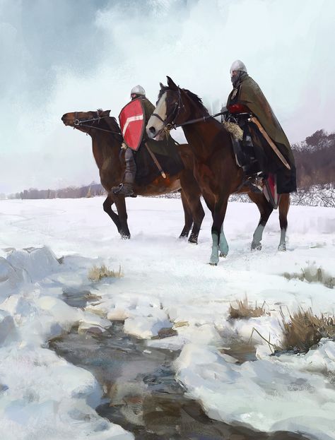 ArtStation - Personal work: Two Knights, Steve Jung Jakub Rozalski, Iron Harvest, Two Knights, Ww1 Art, Medieval Warfare, Medieval History, Skyfall, Historical Art, Medieval Art