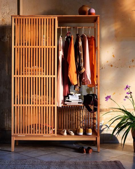 IKEA UK on Instagram: “Let our bamboo NORDKISA wardrobe make a fashion statement in your home. The sliding doors, clean lines and Scandinavian design will keep…” Ideas Armario, Block Out Curtains, Ikea Uk, Scandinavian Furniture Design, Open Wardrobe, Sliding Wardrobe Doors, Wooden Wardrobe, Perfect Bedding, Colourful Cushions