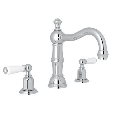 The Edwardian Era of the early 20th century was characterized by a return to classic, simpler lines after the ostentatious Victorian period. Elegance was the order of the day. The Edwardian™ Collection perfectly exemplifies the classic movement with its timeless details and unmatched craftsmanship. Each faucet conveys a sense of refined taste and sophistication that complements any traditional setting. | Perrin & Rowe Edwardian Widespread Bathroom Faucet w/ Drain Assembly in Gray, Size 8.0 H Perrin And Rowe, Deck Installation, Widespread Bathroom Faucet, Bath Faucet, Chrome Handles, Lavatory Faucet, Undermount Sink, Unlacquered Brass, Plumbing Fixtures