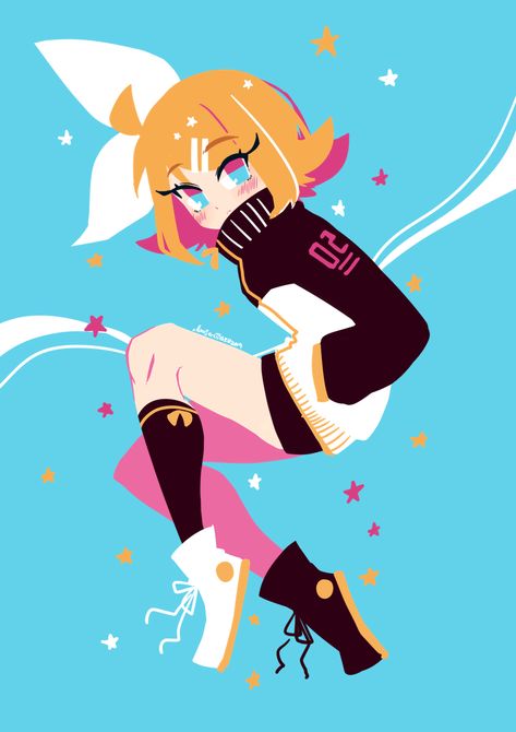 Lineless Art, Daily Doodles, Daily Doodle, Rin Kagamine, 25 March, Doodles, Blonde, Anime, Art