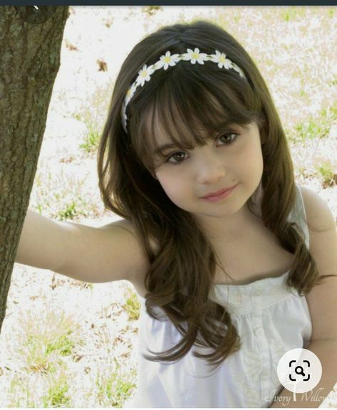 Toddler Girl Haircut, White Flower Headband, Fine Hair Bangs, Toddler Haircuts, Daisy Headband, Chain Headband, Headband White, Natural Hairstyles For Kids, Girl Haircut