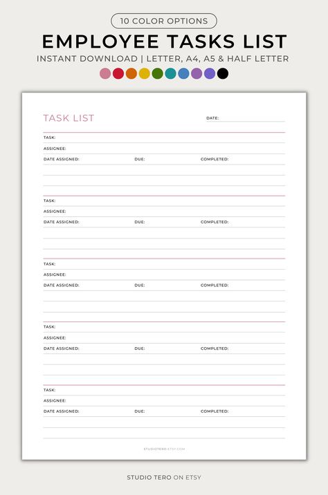 Employee Daily Task List, Employee Productivity, Work Task Tracker, Phone Planner, Business Tracker, Office Templates, Small Business Tools, Process Control, Leadership Management