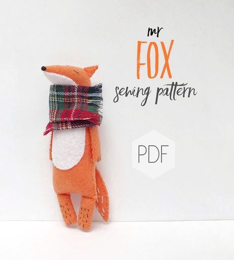 AmuruToysHandmade - Etsy UK Pattern Felt Animals, Fox Sewing, Fox Sewing Pattern, Felt Animal Pattern, Fox Stuffed Animal, Fox Ornaments, Felt Animal Patterns, Fox Doll, Felt Fox