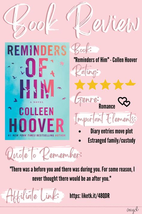 Book number 3 of 2023 was a good one too! Slightly less believable compared to the other Colleen Hoover I’ve read, but still great! #bookrecs #bookstoread #review Colleen Hoover Book Review, Colleen Hoover Book, Reminders Of Him, Colleen Hoover Books, Diary Entry, Romantic Books, Colleen Hoover, Number 3, A Novel