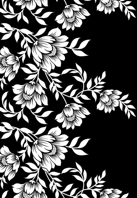 Black N White Pattern, Floral Stencils, Black And White Motifs, Floral Silhouette Pattern, Black And White Floral Pattern, Paisley Black And White, Floral Design Pattern Black And White, Peacock Coloring Pages, Mangas Tattoo